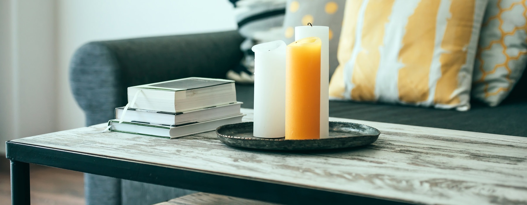 Candles on coffee table